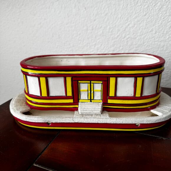 Diner Bird Feeder Glazed Hand Painted 2PC Ceramic Outdoor Retro Hangable Whimsy - Picture 7 of 14